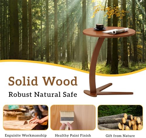 17 '' Couch Tables that Slide Under, C Shaped End Table, (Large) - Image 4