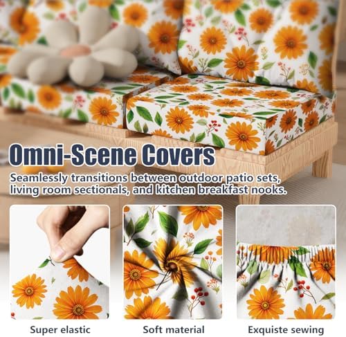 8Pcs Outdoor Cushion Covers, Stretch Patio Furniture Couch Chair Slipcovers - Image 4
