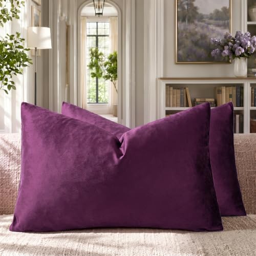 GIGIZAZA Velvet Pillow Covers 12x20 Decorative Pillows Pack of 2 Purple by GIGIZAZAFocusingonhomedecoration