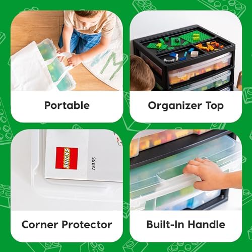 IRIS USA Desk Organizer |Made in USA| 3-Tier Cases - Black/Clear - Image 3