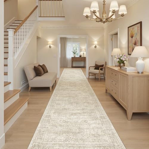 Soalmost Washable 3x14 Hallway Runner Rug Non-Slip Kitchen Entry Rugs Beige - Image 3