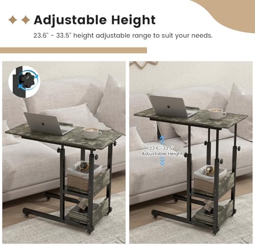 Hadulcet Adjustable C Table with Charging Station, Tiltable Desk C Shaped End Table for Couch, Over Bed Table with Wheels Adjustable Height, Laptop Stand Drawing Desk, Marble Grey - Image 5