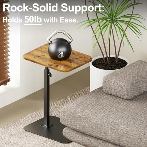 TV Tray Table Adjustable Height Swivel Couch Table with Heavy Metal Base - Image 6