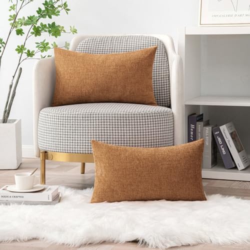 MIULEE Soft Chenille Throw Pillow Covers Brown 20x20 Inch Pack of 2 - Image 5