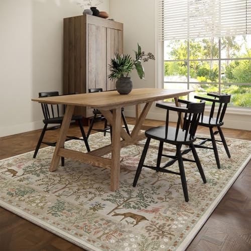 Machine Washable Rugs for Living Room: 9x12 Bedroom Rug Vintage Area Rug Stain Resistant Non Slip Low Pile Lightweight Soft Carpets for Living Room Dining Room Kitchen Nursery Kids Room Indoor - Image 6
