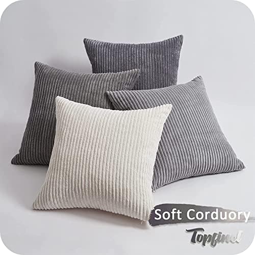 Topfinel Euro Shams Decorative Throw Pillows Covers for Bedroom,Large Cream Grey Fluffy Corduroy Western Home Decor Cushion Cases,Soft Neutral Gray Shams Set of 4 26x26 Inch - Image 7