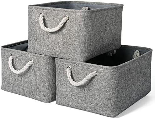 TheWarmHome Storage Bins - 3PCS Fabric Storage Baskets for Organizing Shelves | Large Basket Closet Organizer for Home Shelf Dog Laundry Organization | Collapsible Storage Cubes W/Handles by TheWarmHome