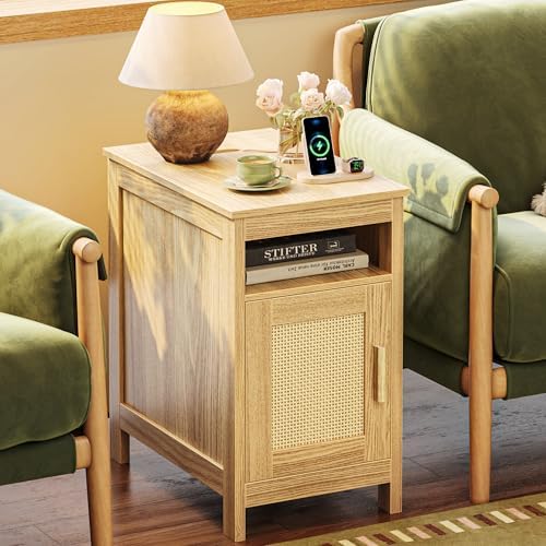 Huuger Narrow Night Stand, End Table with Charging Station, USB-C Port by Huuger