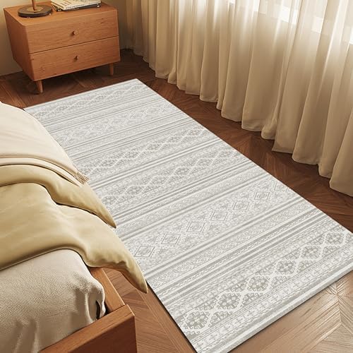 RUGSURE Washable Area Rugs 2'6'' x 8' - 1/6 Thick - Moroccan-Inspired -Stain & Water Resistant Non-Slip - Resistant Rug for Living Room, Bedroom, Nursery, Pet & Child Friendly (Grey) by RUGSURE