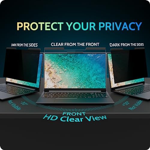 Peslv Magnetic Laptop Privacy Screen 14 inch for 16:9 Computer Monitor, 14" Removable Anti Glare Protector Blue Light Filter Shield Compatible with Lenovo Hp Dell Acer Asus Thinkpad Envy Xps - Image 3