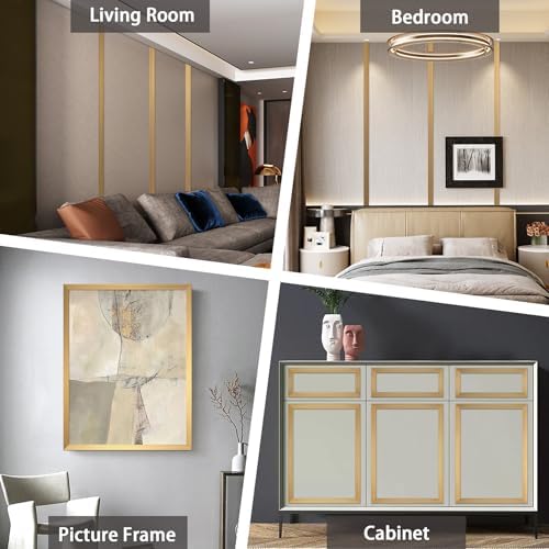 Lunghaa Peel and Stick Finish Molding Trim, Flexible Decoration Strip for Wall Tile Edge, Mirror, Cabinet, Furniture and DIY Home Decoration (Brushed Gold, 16.4 ft x 0.4 in) - Image 6