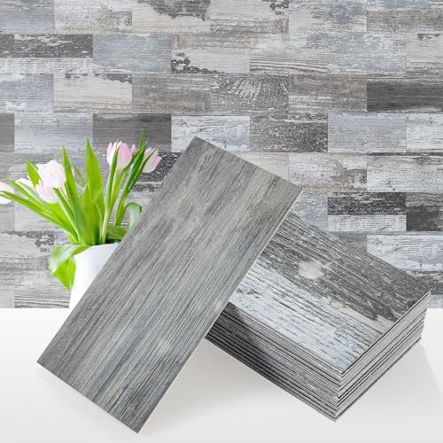 Vamos Tile 100-Piece Peel and Stick Backsplash Seamless Tile,3''x6'' Distressed Wood PVC Subway Tile,Stick on Backsplash for Kitchen/Bathroom/Laundry Room by VamosTile