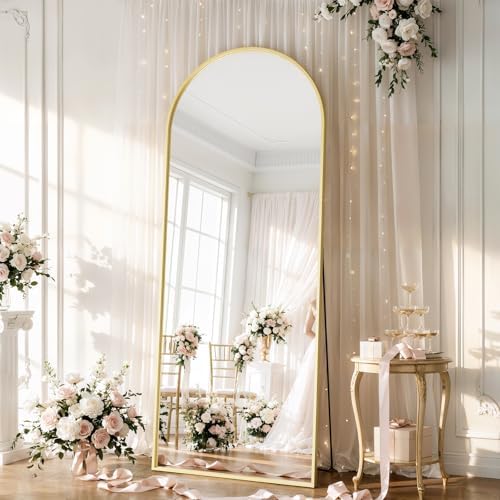 26x71 Inch Full Body Mirror - Large Arched Full Length Mirror with Stand Aluminum Frame Wall Mounted Leaning for Bedroom Living Room by WISSMILESHOME
