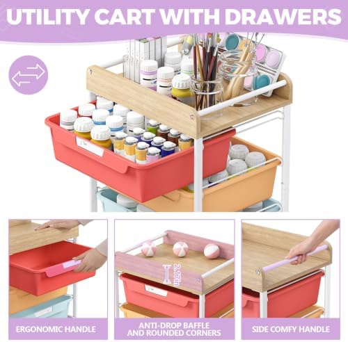 SYKIARIOL Rolling Cart with 6 Drawers,Craft Organizer and Storage,Rainbow - Image 3
