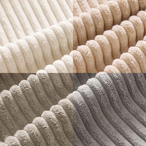 MIULEE Soft Corduroy Decorative Throw Pillow Covers Neutral Cream 18x18 - Image 5