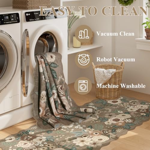 DUKINO 2x10 Runner Rug for Hallway, Washable Kitchen Rugs, Light Taupe - Image 6
