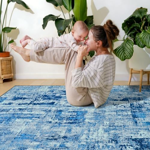 Toneed Washable 5x7 Area Rug with Non-Slip Backing for Living Room - Image 4