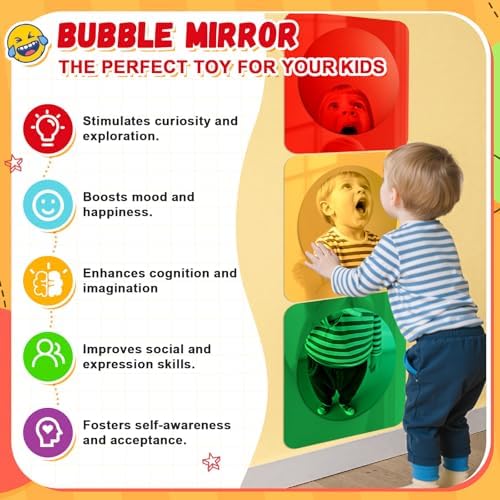 Geiserailie 3 Pcs Sensory Wall Bubble Mirrors, 10 x 10 Inch, CPC Certified - Image 4