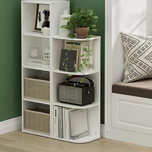 Furinno PASIR Book Shelf, 3-Tier Corner Bookshelf with Open Shelf, Standing Bookcase, 9.3 x 12 x 31.5 for Organization and Storage, for Living Room, Bedroom, Home Office, White - Image 2