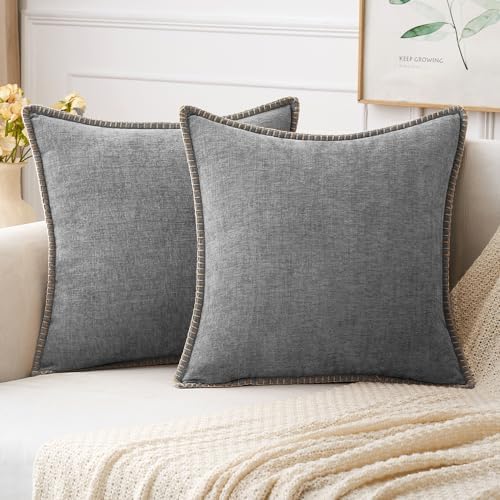 MIULEE Decorative Couch Throw Pillow Covers 20x20 Inch Dark Gray 2 Pack by MIULEE