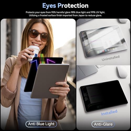 360° Magnetic Privacy Screen for iPad Air 13 Inch 2024-2026 (M2/M3/M4, 6th/7th/8th Gen), 4 Way Privacy Removable Anti Glare Blue Light Filter Shield Film Anti Spy Protector - Image 4