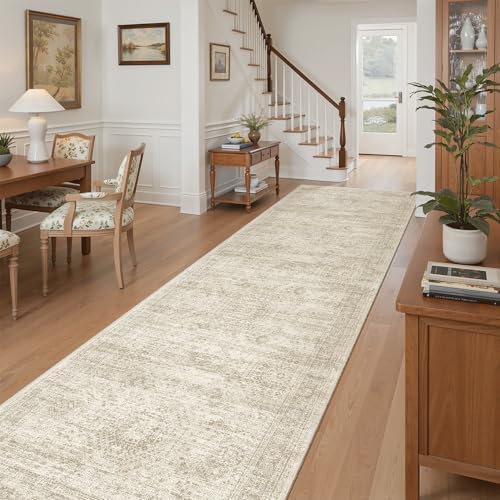 Soalmost Washable 3x10 Hallway Runner Rug Non-Slip Kitchen Entry Rugs Beige by Soalmost