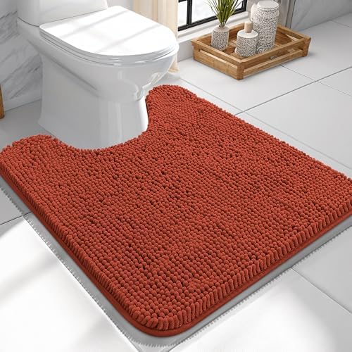 OLANLY Toilet Rugs U-Shaped 24x24, Soft Absorbent Chenille Contour Rugs by OLANLY