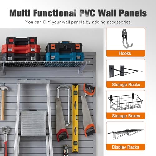 Slatwall Panel 4x2FT PVC Slat Wall Panels Garage Slat Wall Organizer Heavy Duty Slatwall Garage Storage Organization Tool for Garages, Sheds, and Homes - Image 6