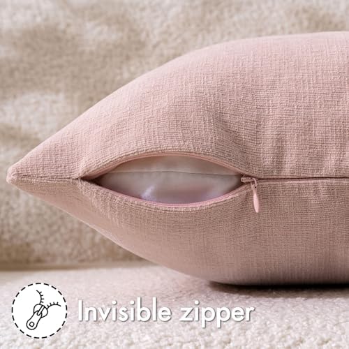MIULEE Pink Chenille Couch Throw Pillow Covers, 18x18 - Image 3