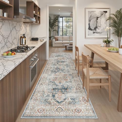 Madane Kitchen Runner 2'6''x8' Soft Rug Runners for Hallways, Navy - Image 5