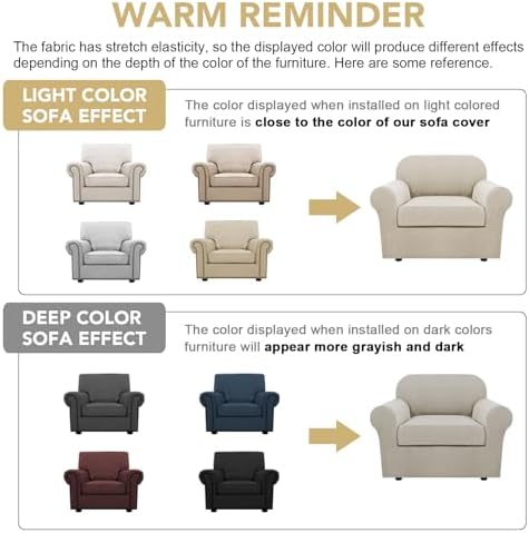 H.VERSAILTEX 2-Pieces Armchair Cover Chair Slipcovers with Arms Furniture Protector Cover Fit Armchair Width Up to 47 Inch, Jacquard Spandex Couch Covers Armchair Slipcover - Island Fossi, Chair - Image 4