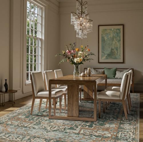Rugxara 8x10 Area Rugs for Living Room Large Washable Rug, Green/Brown - Image 5
