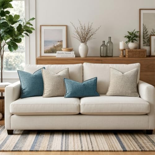 MIULEE Decorative Couch Throw Pillow Covers 18x18 Inch Smoke Blue 2 Pack - Image 5