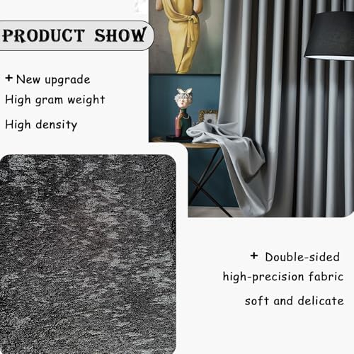 Room Divider Curtains with Ceiling Track, 100% Blackout Heavy Ceiling Curtains Noise Reduction Privacy Curtain Track System Kits, 10 ft Wide x 7 ft Tall, Black, 1 Panel - Image 3