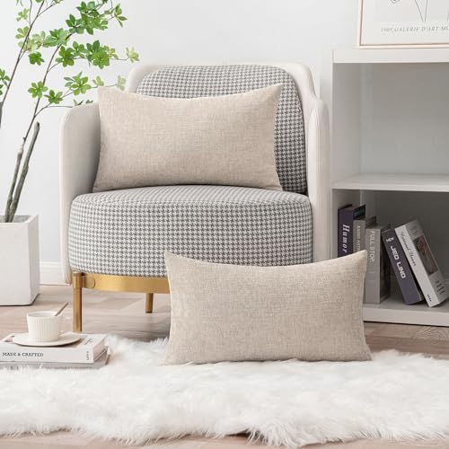 MIULEE Soft Chenille Lumbar Throw Pillow Covers Light Brown 12x20 Inch - Image 5