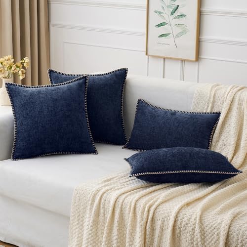 MIULEE Decorative Lumbar Throw Pillow Covers 12x20 Inch Navy Blue 2 Pack - Image 5