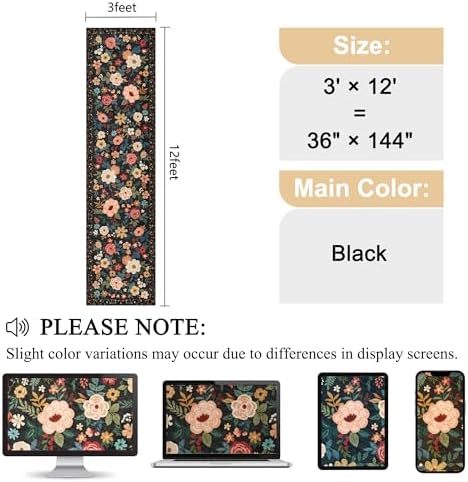 DUKINO 3x12 Washable Runner Rug, Long Hallway Runner Rug Non Slip, Black - Image 2