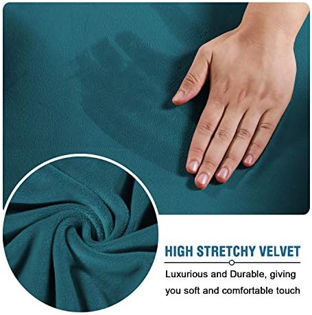 H.VERSAILTEX Wingback Chair Covers Velvet Plush Wing Chair Slipcover 1 Piece High Stretch Wing Back Chair Slipcovers Sofa Cover Furniture Cover with Elastic Bottom, Deep Teal - Image 3