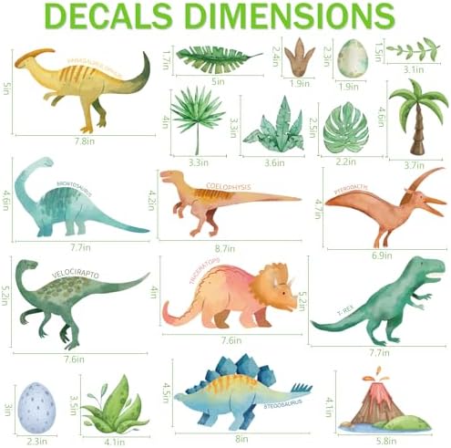 AOWDIAO Watercolor Dinosaur Wall Decals - 28 Pcs Peel and Stick Dino Decor for Boys’ Bedroom, Nursery & Classroom - Image 4