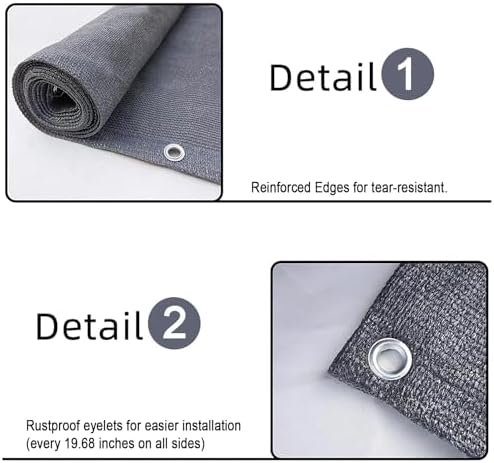 SUNLAX 3'x16' Grey Balcony Privacy Screen Fence Windscreen 90% UV Block - Image 4