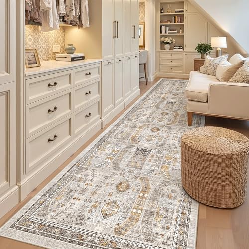 Madane Hallway Runner Rug 3x10 Washable Kitchen Runners 10ft, Brown/Gold - Image 5