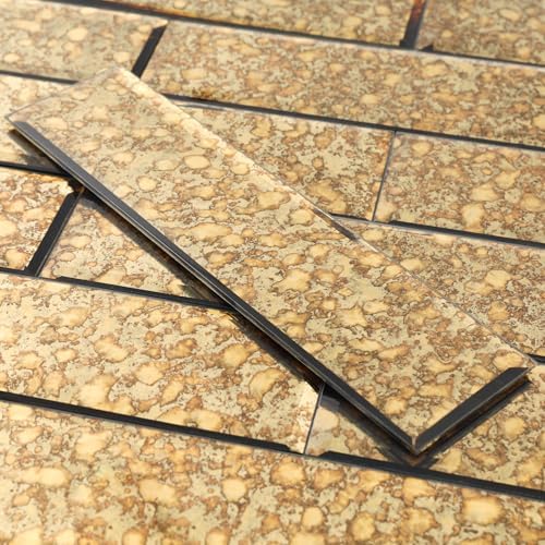 Lovdeco Peel and Stick Beveled Gold Antique Mirror Tile Subway Mirror Glass Backsplash 3x12 Inch for Kitchen Bathroom Wall (20 Pcs, 5 SQ.FT.) by Lovdeco