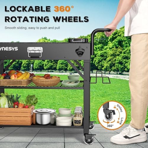 Raynesys 440lbs Outdoor Folding Grill Cart, Blackstone Griddle Stand - Image 5