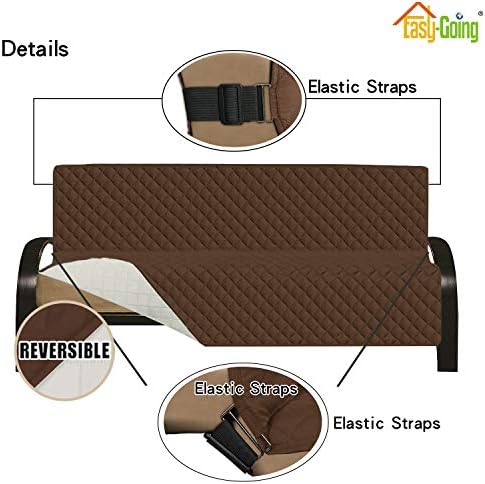 Easy-Going Reversible Couch Cover, Large Futon Sofa, Coffee/Ivory - Image 3