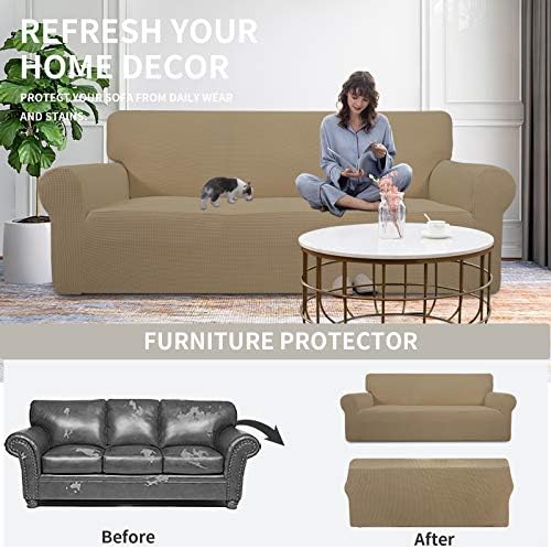 Easy-Going Stretch Oversized Sofa Couch Slipcover Washable Tan - Image 4