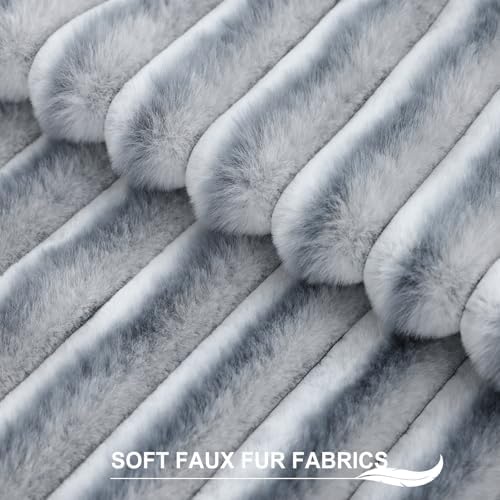 Pallene Faux Fur Decorative Throw Pillow Covers 18x18 Set of 2, Ombre Grey - Image 2