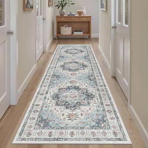 Madane Kitchen Runner 2'6''x8' Soft Rug Runners for Hallways, Blue - Image 3