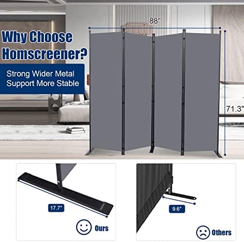 Room Divider 4 Panel-88''Wide,6FT Room Dividers and Folding Privacy Screens - Image 3