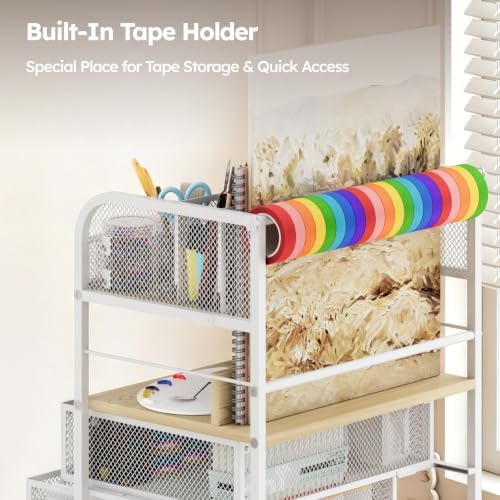 Homsorout Rolling Art Cart with 4 Drawers, Maple - Image 5
