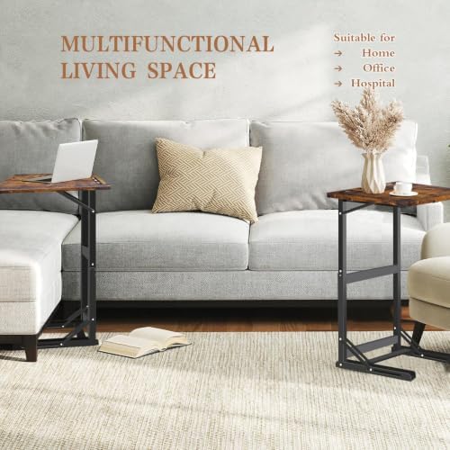 23.3 Inch Folding Desk that Comes Fully Assembled, a Large TV Tray Table for Eating on the Couch with a Cup Holder, Rustic Brown - Image 7